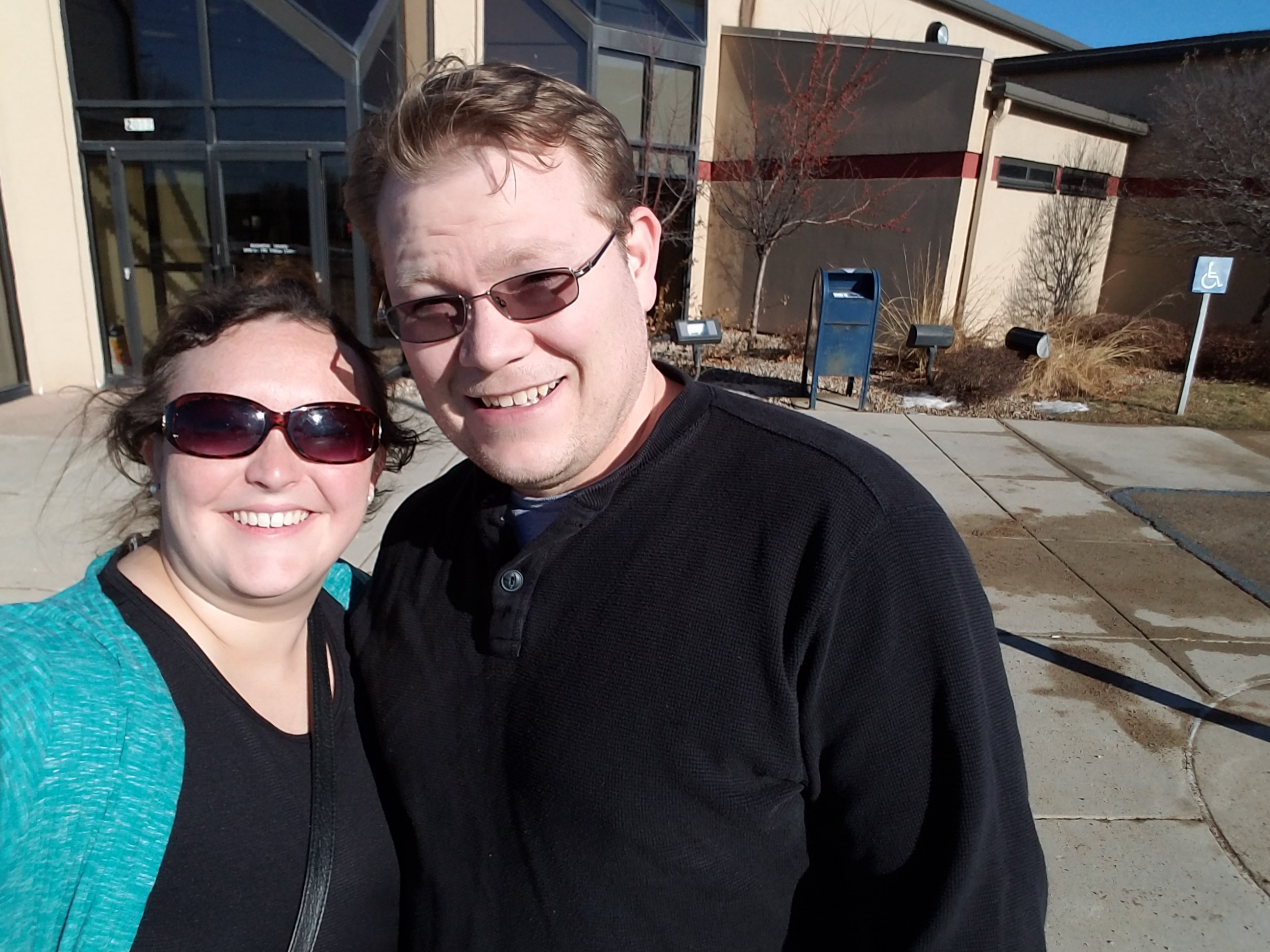 Bethany and Joel selfie at the bank