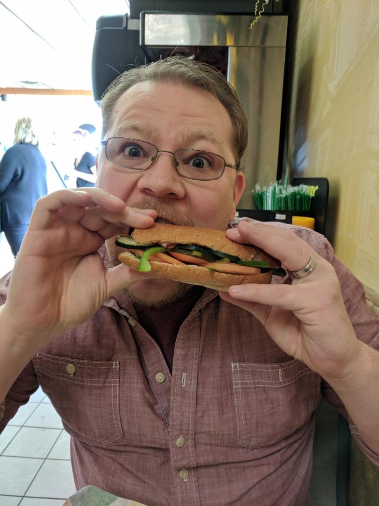 Joel also enjoying Subway.